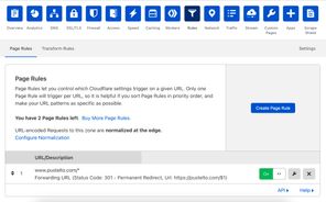 Page rule for forwarding www.pustelto.com to https://pustelto.com using 301 redirect code